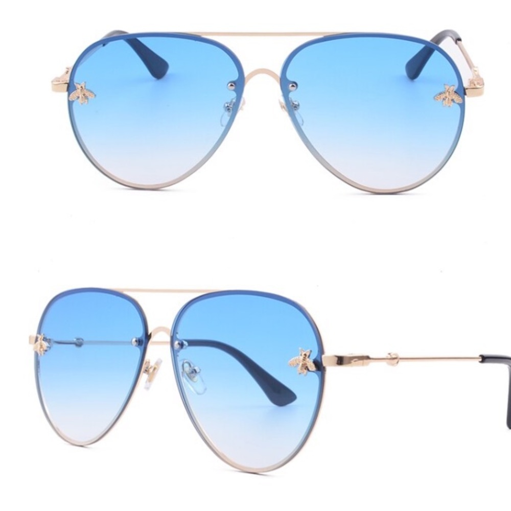 Oversized Rimless Butterfly Pilot Sunglasses